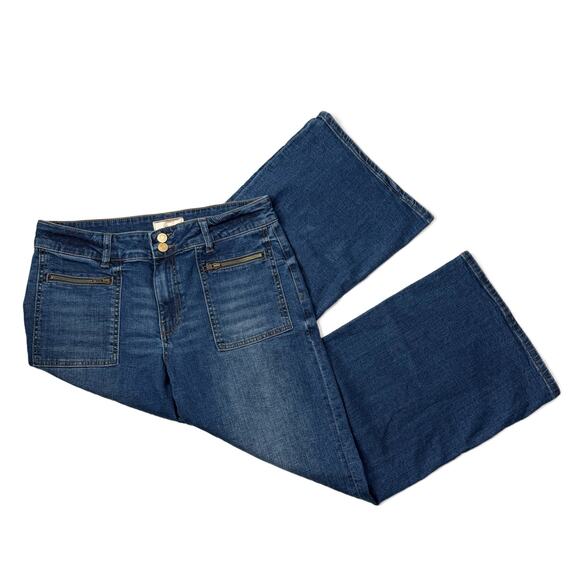 Kut From The Kloth Meg Wide Leg Jeans size 8 Zip Patch Pocket - Picture 8 of 15